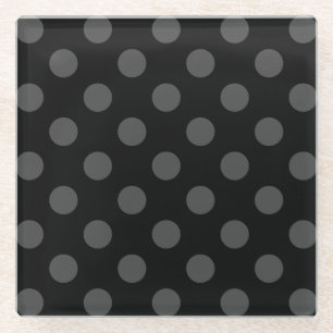 Dessous-de-verre En Verre Pois gris sur noir