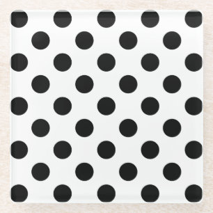 Dessous-de-verre En Verre Pois noirs en blanc