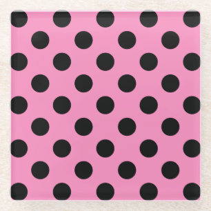 Dessous-de-verre En Verre Pois noirs en rose