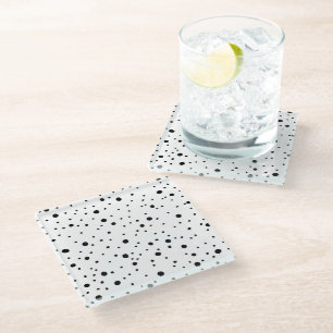 Dessous-de-verre En Verre Pois noirs et blancs