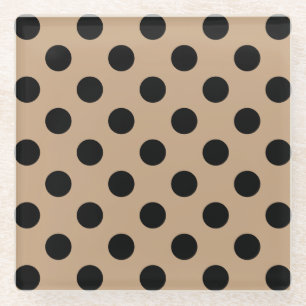 Dessous-de-verre En Verre Pois noirs sur beige