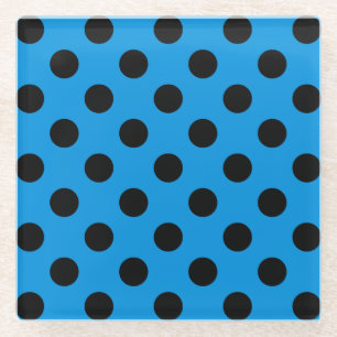Dessous-de-verre En Verre Pois noirs sur bleu ciel