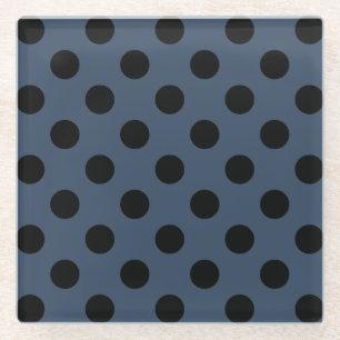 Dessous-de-verre En Verre Pois noirs sur gris-bleu
