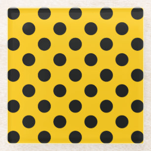 Dessous-de-verre En Verre Pois noirs sur jaune