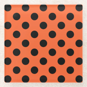 Dessous-de-verre En Verre Pois noirs sur orange