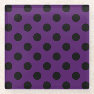 Dessous-de-verre En Verre Pois noirs sur prune violette