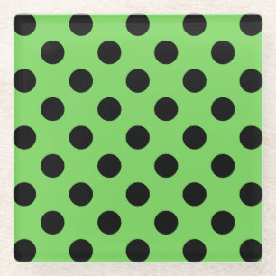 Dessous-de-verre En Verre Pois noirs sur vert citron