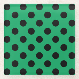 Dessous-de-verre En Verre Pois noirs sur vert frais