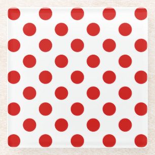 Dessous-de-verre En Verre pois rouges et blancs
