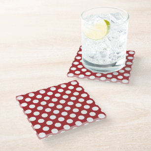 Dessous-de-verre En Verre Pois rouges, Motif à points polka, points, pointil