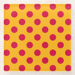 Dessous-de-verre En Verre Pois rouges sur jaune