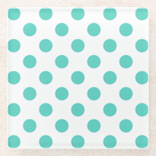 Dessous-de-verre En Verre Pois turquoise