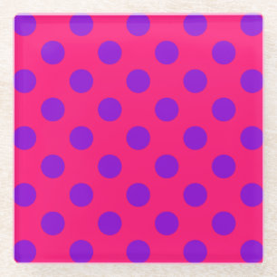 Dessous-de-verre En Verre Pois violets sur cerise