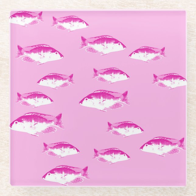 Dessous-de-verre En Verre Poisson rose (Devant)