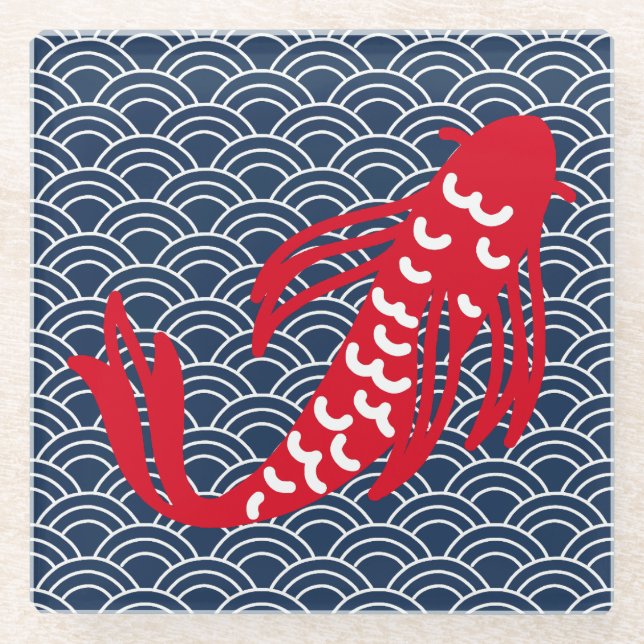 Dessous-de-verre En Verre Poisson rouge Koi (Devant)