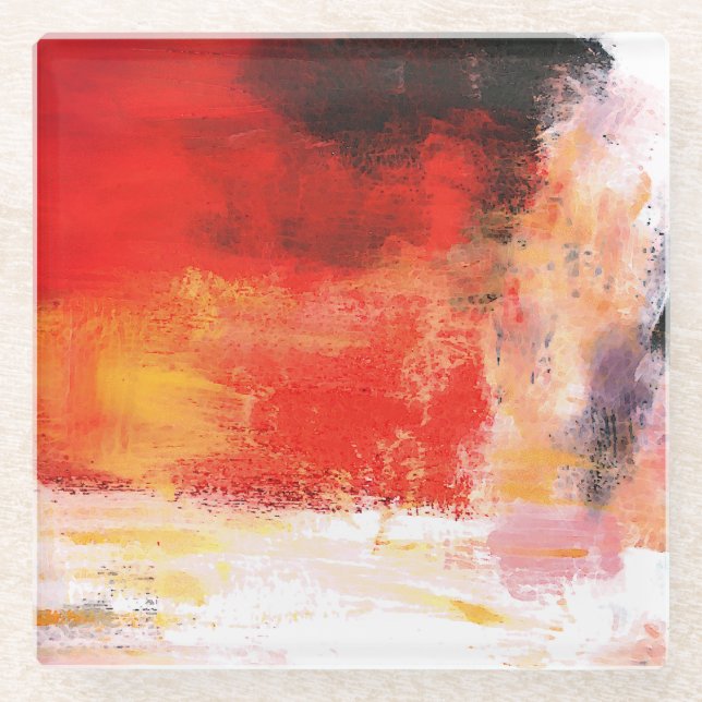 Dessous-de-verre En Verre Polar rouge - Peinture artistique Abstraite (Devant)