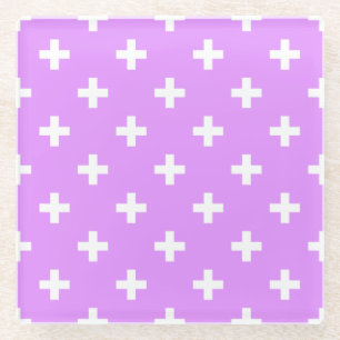 Dessous-de-verre En Verre Polka blanche croise sur lilas