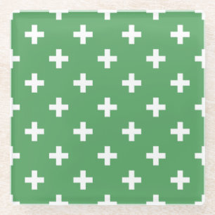 Dessous-de-verre En Verre Polka blanche croise sur vert