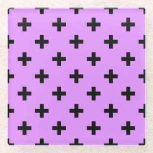Dessous-de-verre En Verre Polka noire croise sur lilas
