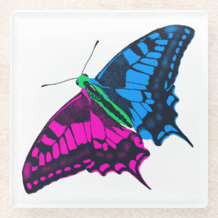 Dessous-de-verre En Verre Polysexual Pride Flag Swallowtail Butterfly