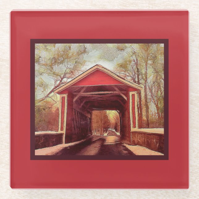 Dessous-de-verre En Verre Pont couvert Ashland du Delaware (Devant)