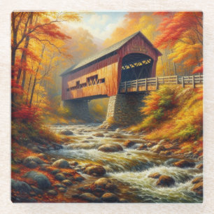 Dessous-de-verre En Verre pont couvert d'automne classique