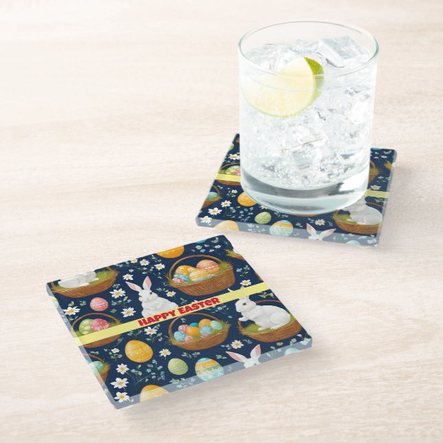 Dessous-de-verre En Verre Populaire Bunny Happy Easter Collection (Incliné)