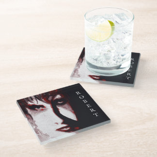Dessous-de-verre En Verre Portrait d'un homme de musique gothique post-punk