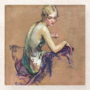 Dessous-de-verre En Verre Portrait en pastel