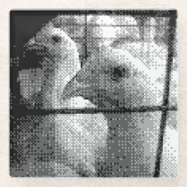 Dessous-de-verre En Verre poulets pixélisés