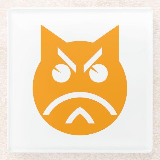 Dessous-de-verre En Verre Poussage Emoji Chat (Devant)