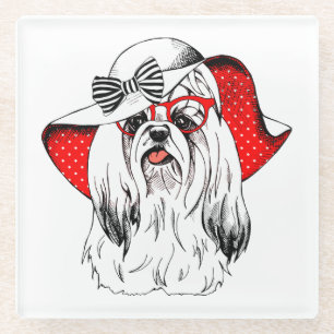 Dessous-de-verre En Verre Pousse de mode de Yorkie