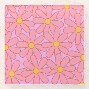 Dessous-de-verre En Verre Preppy rose violet Floral simple Motif de fleurs