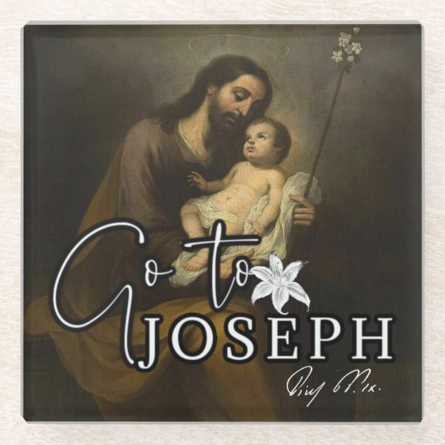 Dessous-de-verre En Verre Prière catholique Saint-Joseph (Devant)
