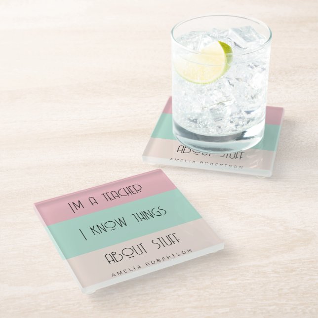 Dessous-de-verre En Verre Prof colorblock personnalisé drôle  (Incliné)