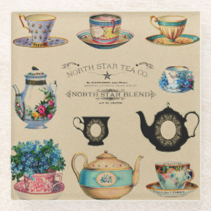 Dessous-de-verre En Verre Publicité vintage au thé
