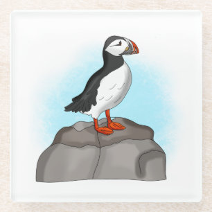 Dessous-de-verre En Verre Puffin à main fine