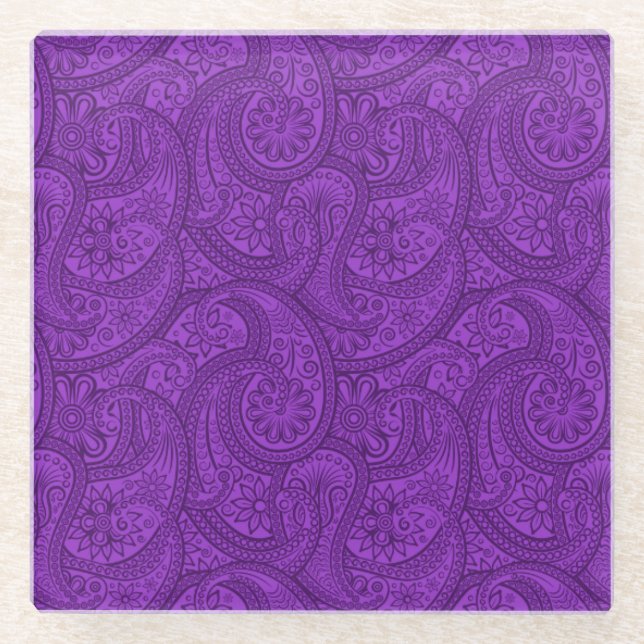 Dessous-de-verre En Verre Purple Paisley (Devant)