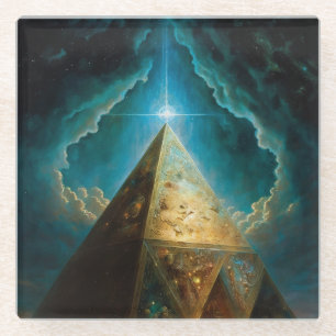 Dessous-de-verre En Verre Pyramide mystique Art Visionnaire