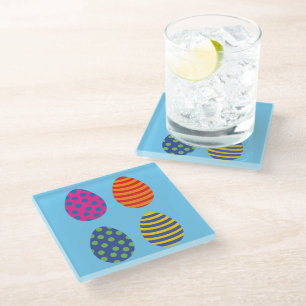 Dessous-de-verre En Verre Quatre oeufs de pâques colorés