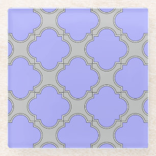 Dessous-de-verre En Verre Quatrefoil periwinkle et gris