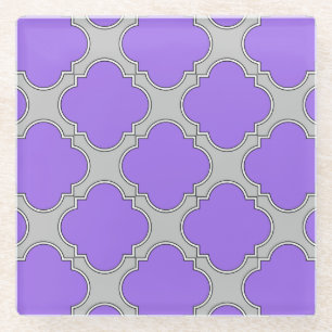 Dessous-de-verre En Verre Quatrefoil violet et gris