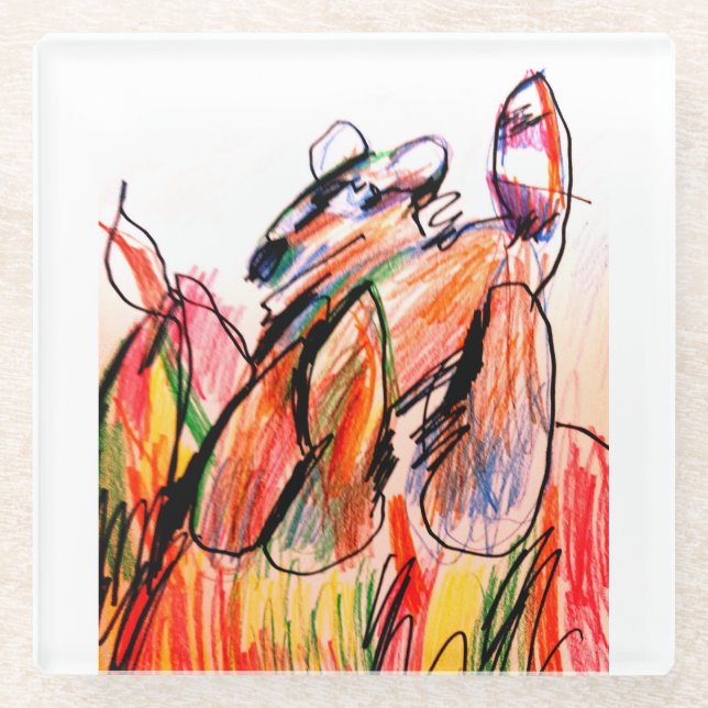 Dessous-de-verre En Verre Raccoon en automne (Devant)
