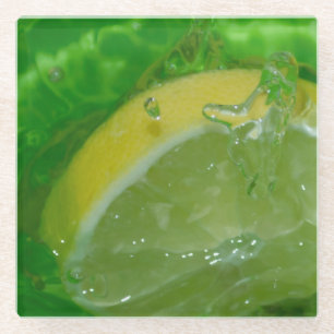 Dessous-de-verre En Verre Rafraîchissante éclaboussure de citron