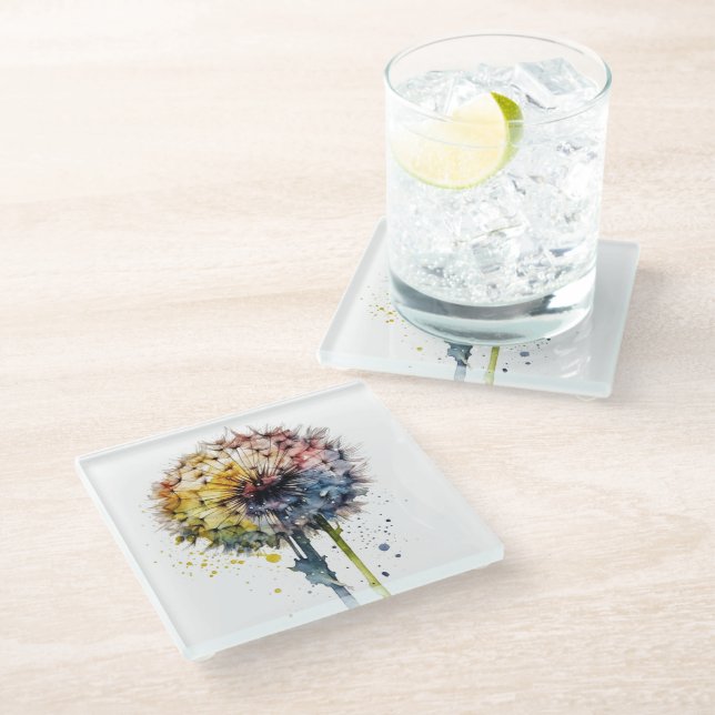 Dessous-de-verre En Verre Rainbow Dandelion (Incliné)