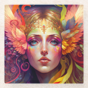 Dessous-de-verre En Verre Rainbow Goddess Imaginaire Art