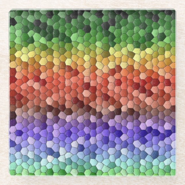 Dessous-de-verre En Verre Rainbow Mosaic (Devant)