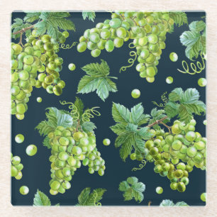 Dessous-de-verre En Verre Raisin vert : Aquarelle Motif foncé
