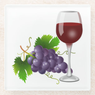 Dessous-de-verre En Verre Raisins et vin