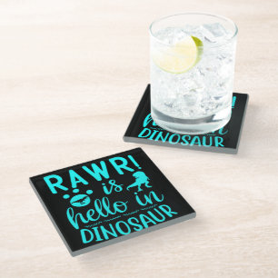 Dessous-de-verre En Verre Rawr! Est Hello En Dinosaure